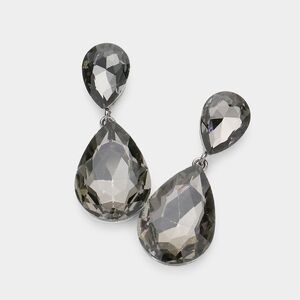 Black Dangle Crystal Teardrop Earrings 2 Inch Cute Statement Jewelry Design